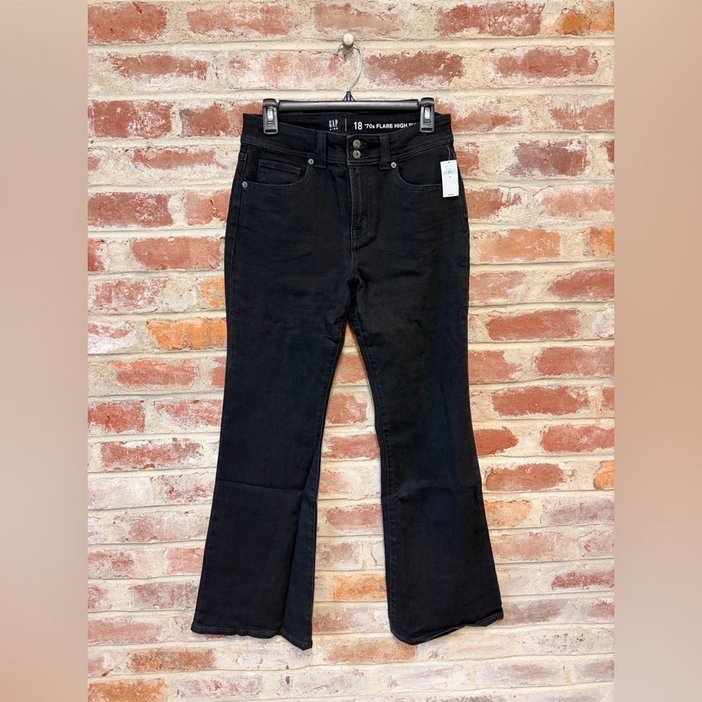Gap kids size 18 Black Jeans 70s flare high rise
